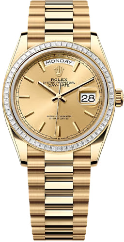 Rolex Day-Date 128398TBR 36 36mm Champagne Stick Dial Diamond-Set Bezel President Bracelet - 2024 Model Main image