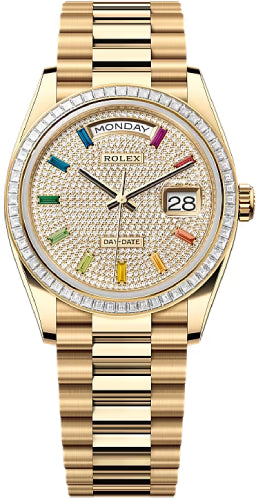Rolex Day-Date 128398TBR 36 36mm Diamond-Paved Dial Diamond-Set Bezel President Bracelet - 2024 Model