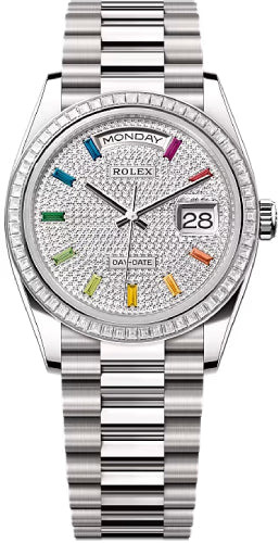Rolex Day-Date 128399TBR 36 36mm Diamond-Paved Dial Diamond-Set Bezel President Bracelet - 2024 Model