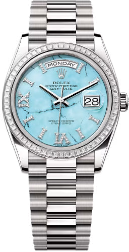 Rolex Day-Date 128399TBR 36 36mm Turquoise Diamond-Set Dial Diamond-Set Bezel President Bracelet - 2024 Model Main image