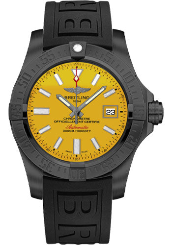 Breitling Avenger M17331E2/I530/153S/M20DSA.2 II Seawolf Limited Edition of 1000 45mm Black Steel Case - Cobra Yellow Dial - Black Diver Pro III Strap