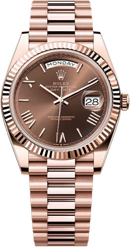 Rolex Day-Date 228235 40 40mm Slate Chocolate Roman Dial Fluted Bezel President Bracelet - 2024 Model Main image
