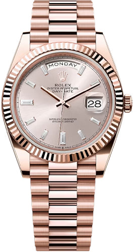 Rolex Day-Date 228235 40 40mm Sundust Diamond Set Dial Fluted Bezel President Bracelet - 2024 Model