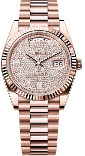 Rolex Day-Date 228235 40 40mm Diamond-Paved Dial Fluted Bezel President Bracelet - 2024 Model Main image