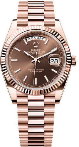 Rolex Day-Date 228235 40 40mm Slate Chocolate Stick Dial Fluted Bezel President Bracelet - 2024 Model Main image