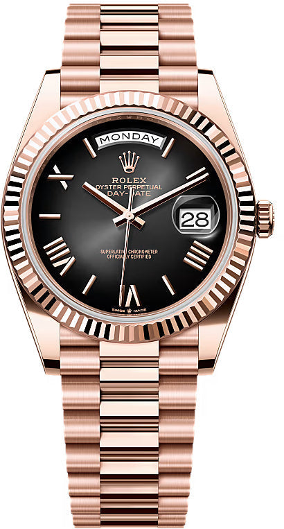 Rolex Day-Date 228235 40 40mm Slate Ombré Roman Dial Fluted Bezel President Bracelet - 2024 Model