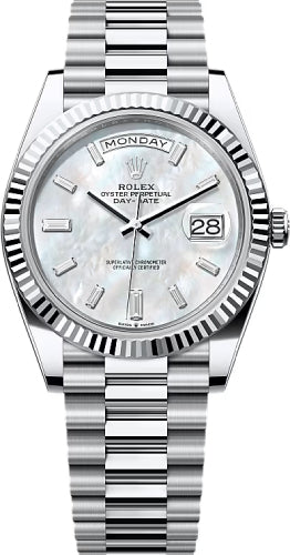Rolex Day-Date 228236 40 40mm White MOP Diamond Set Dial Fluted Bezel President Bracelet - 2024 Model Main image