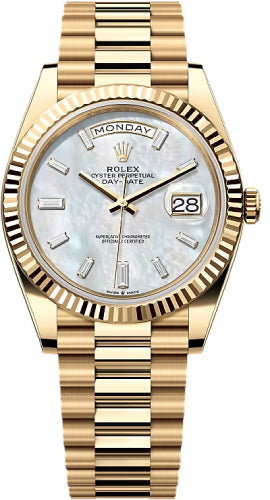 Rolex Day-Date 228238 40 40mm White MOP Diamond-Set Dial Fluted Bezel President Bracelet - 2024 Model Main image