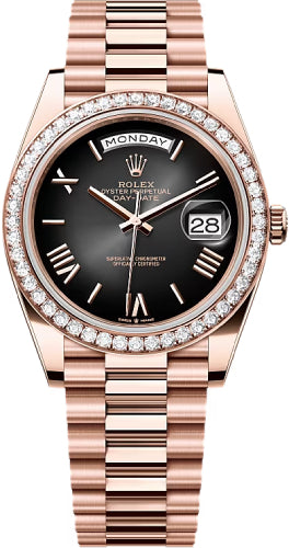Rolex Day-Date 228345RBR 40 40mm Slate Ombré Roman Dial Diamond-Set Bezel President Bracelet - 2024 Model