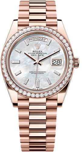 Rolex Day-Date 228345RBR 40 40mm White MOP Diamond Set Dial Diamond Set Bezel President Bracelet - 2024 Model Main image