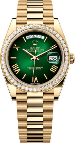 Rolex Day-Date 228348RBR 40 40mm Green Ombré Dial Diamond Set Bezel President Bracelet - 2024 Model Main image