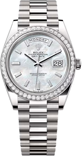 Rolex Day-Date 228349RBR 40 40mm White MOP Diamond-Set Dial Diamond Set Bezel President Bracelet - 2024 Model Main image