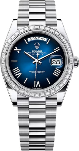 Rolex Day-Date 228396TBR 40 40mm Blue ombré Dial Diamond Set Bezel President Bracelet - 2024 Model