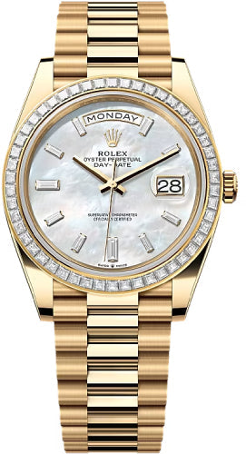 Rolex Day-Date 228398TBR 40 40mm White MOP Diamond Set Dial Diamond Set Bezel President Bracelet - 2024 Model