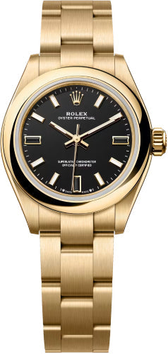 Rolex Oyster Perpetual 276208 28mm 18 Ct Yellow Gold Black Dial Oyster Bracelet — 2026