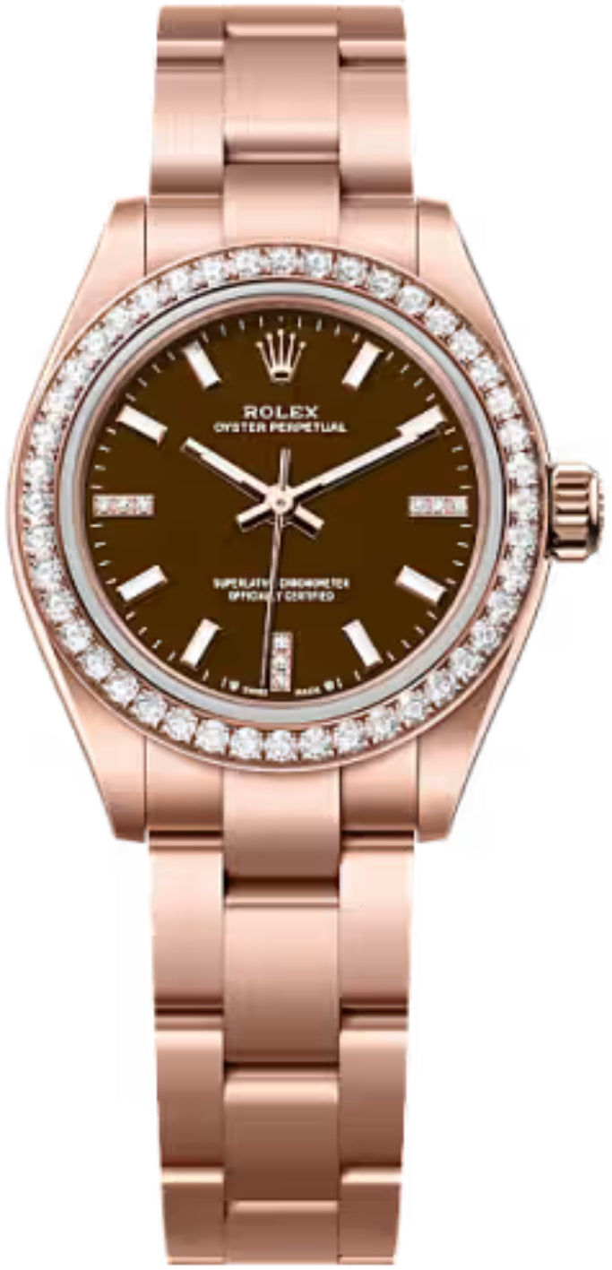 Rolex Oyster Perpetual 276245RBR 28 18Ct Everose Gold Brown Stone Diamond Set Dial Oyster Bracelet — 2026