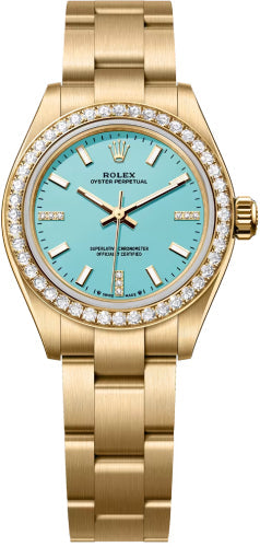 Rolex Oyster Perpetual 276248RBR 28mm 18 Ct Yellow Gold Turquoise Blue Diamond-Set Dial Oyster Bracelet — 2026 Main image