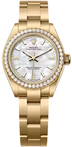 Rolex Oyster Perpetual 276208 28mm 18 Ct Yellow Gold White Mother-Of-Pearl Diamond-Set Dial Oyster Bracelet - 276248Rbr — 2026