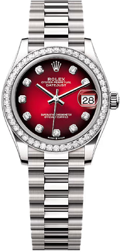 Rolex Datejust 278289RBR 31 White Gold Red Ombré Diamond Set Dial Diamond Set Bezel President Bracelet — 2025