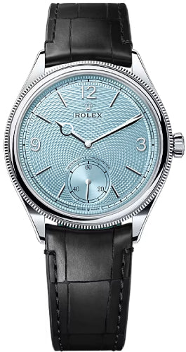 Rolex 1908 52506 39mm Ice-Blue Dial Divided Bezel Matt Black Alligator Leather Strap - 2024 Model