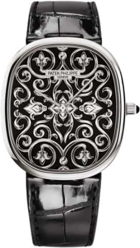 Patek Philippe Golden Ellipse 5738/51G-001 White Gold Black Enamel Dial 34.5mm