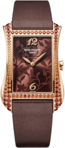 Patek Philippe Gondolo 4962/200R-001 Serata Ladies White Gold Gem Set Bezel Brown Dial Quartz