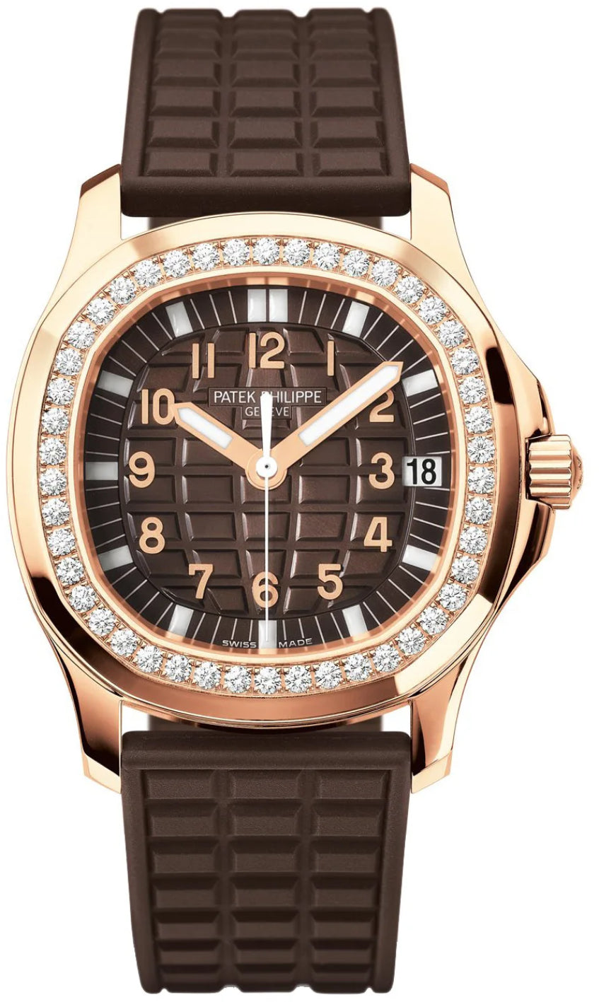 Patek Philippe Aquanaut 5068R-001 Ladies 40mm Embossed Brown Arabic Diamond Bezel Rose Gold Composite 35.6mm