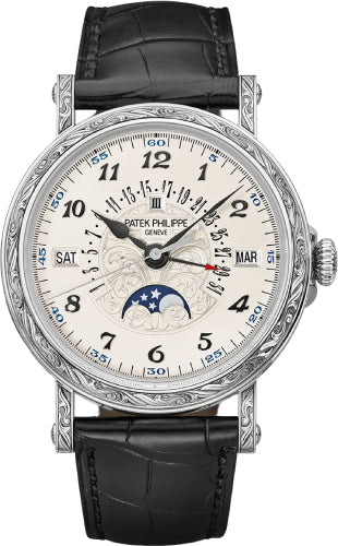 Patek Philippe Grand Complications 5160/500G-001 38mm Perpetual Calendar with Retrograde Date Hand White Gold Silver Opaline Dial