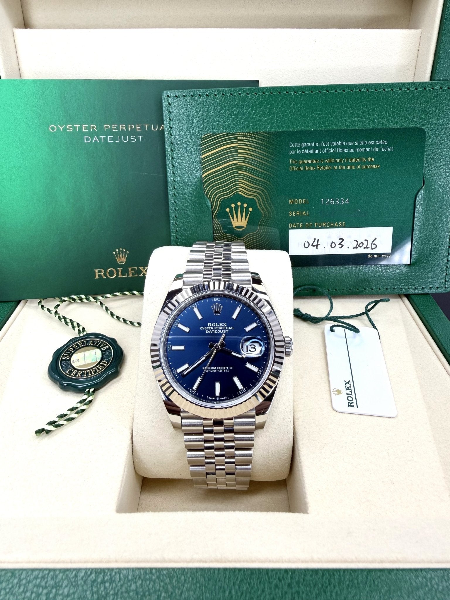 Rolex Datejust 126334 Jubilee Stainless Steel Blue Dial Fluted Bezel - ORATIME CO