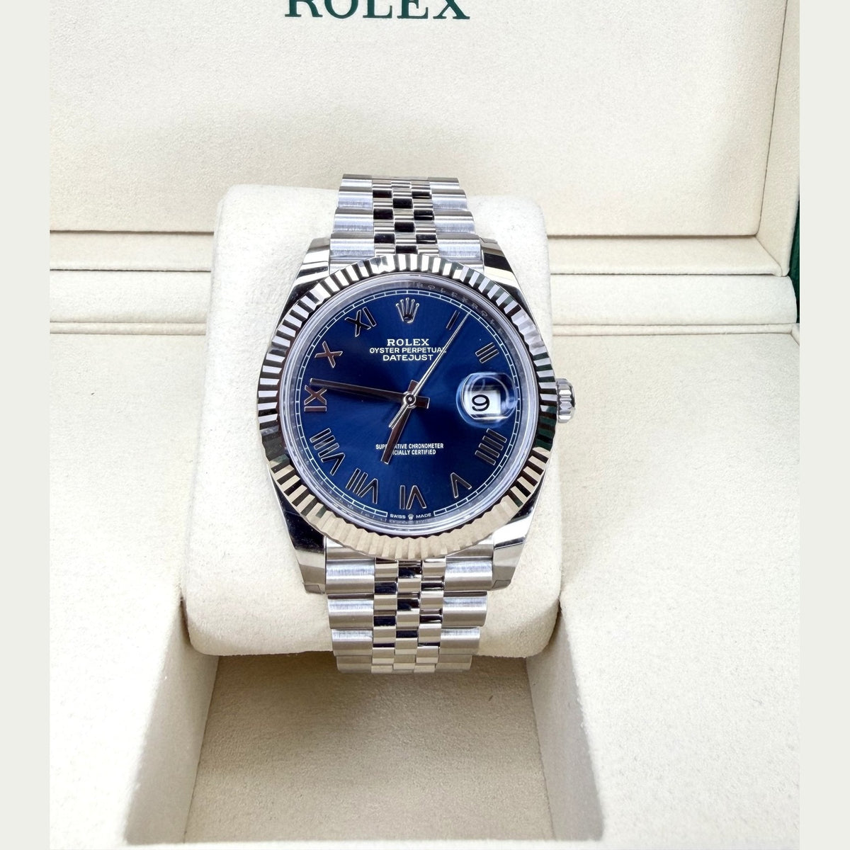 Rolex Datejust 126334 Jubilee Stainless Steel New Bright Blue Dial Fluted Bezel
