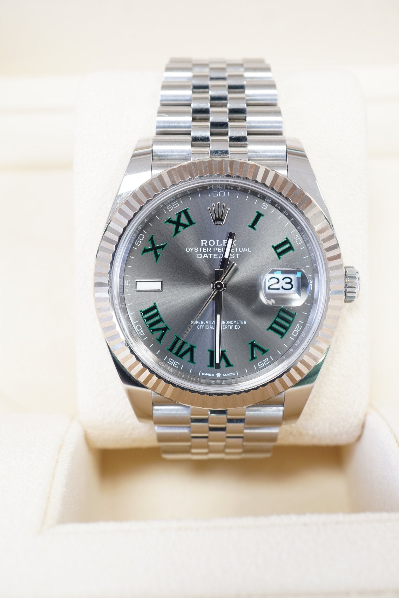 Rolex Datejust 126334 Wimbledon Dial Fluted Jubilee Stainless Steel - ORATIME CO