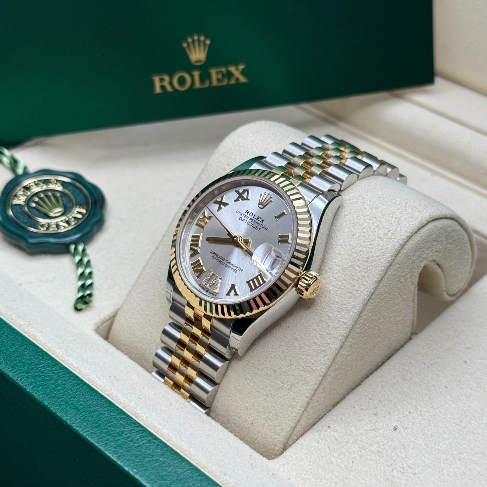 Rolex Datejust 278273 Silver Roman Diamond Fluted Jubilee Bracelet - ORATIME CO