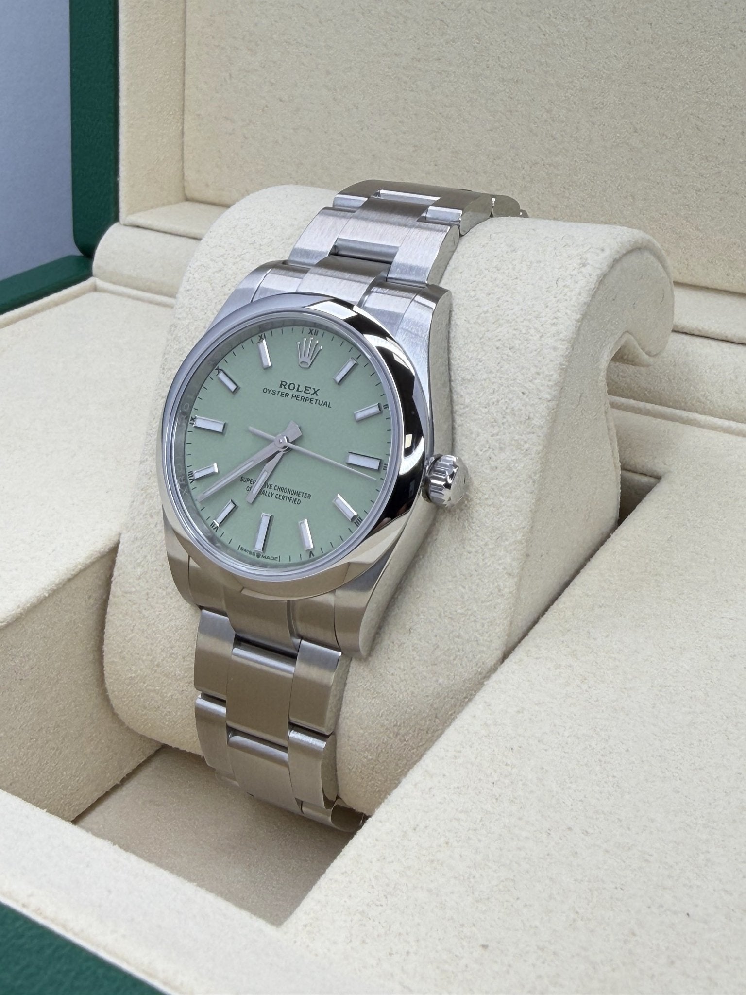 Rolex Oyster Perpetual 124200 Pistachio Dial Stainless Steel - ORATIME CO
