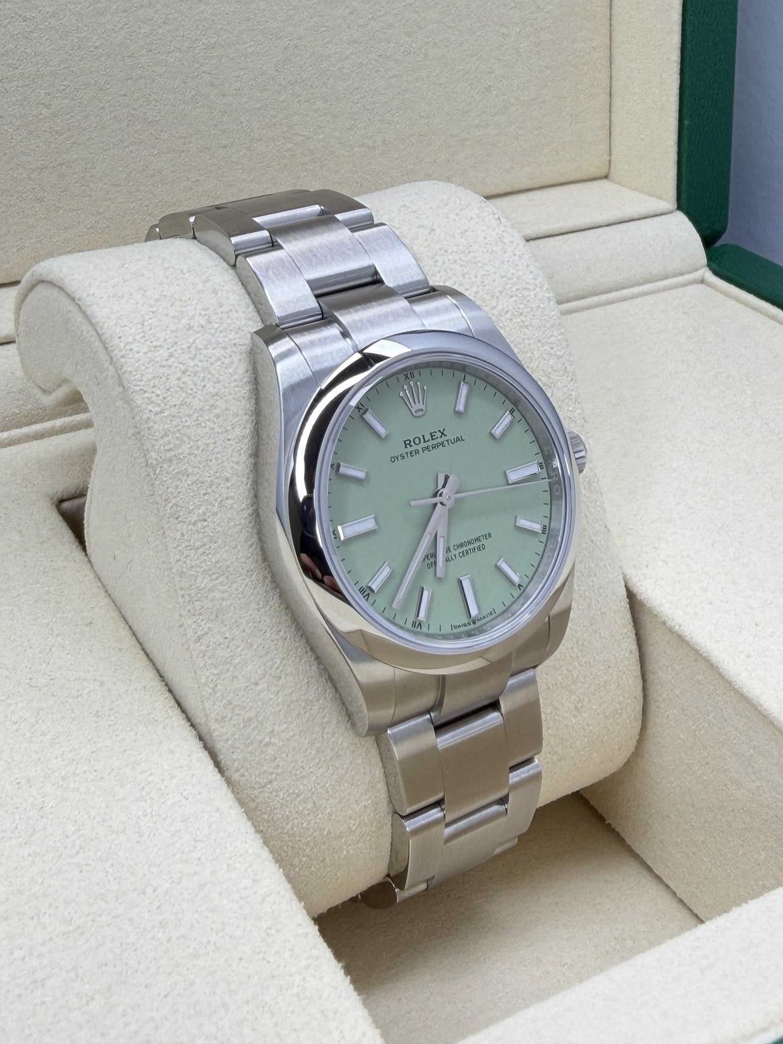 Rolex Oyster Perpetual 124200 Pistachio Dial Stainless Steel - ORATIME CO