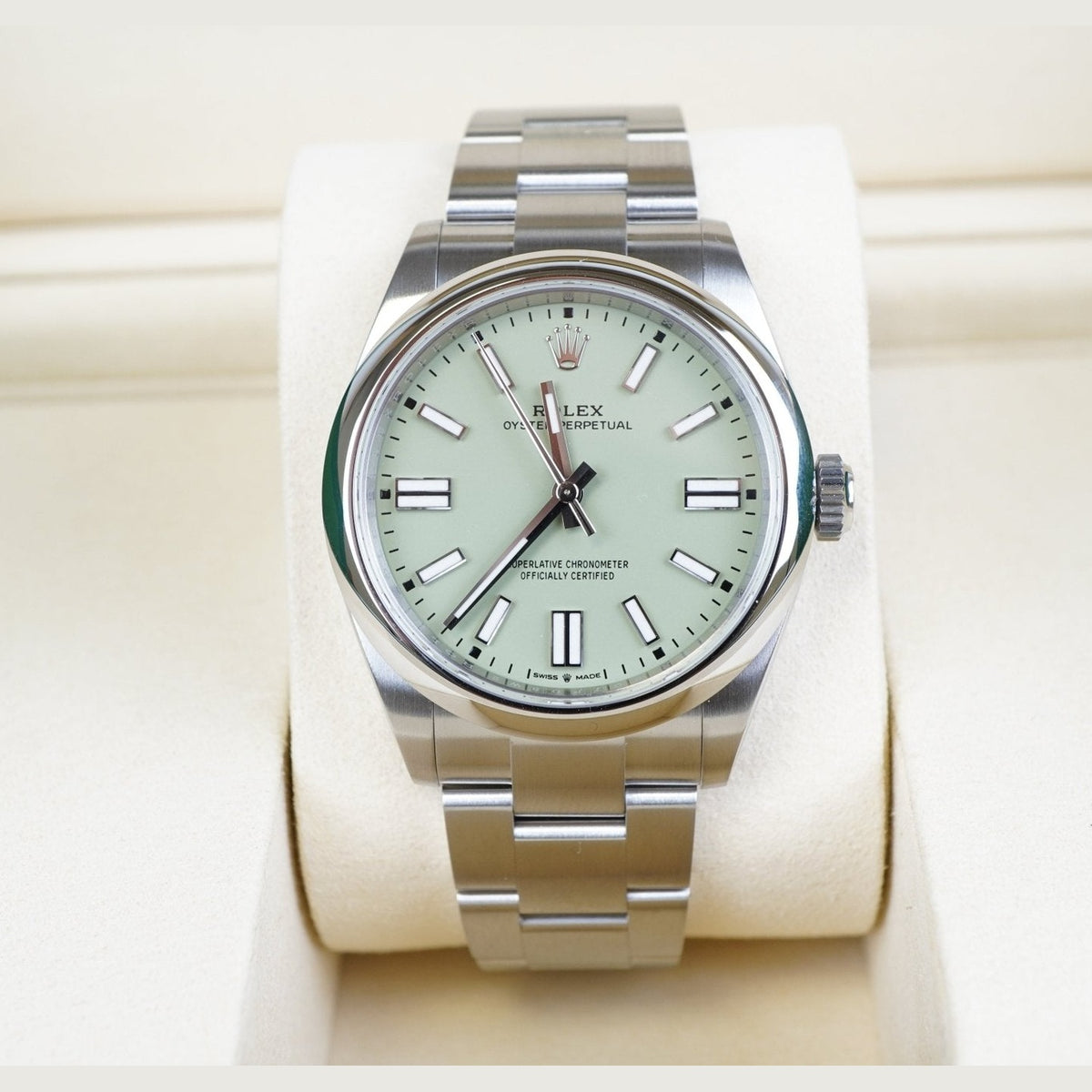 Rolex Oyster Perpetual 134300 Stainless Dial Pistachio Dial