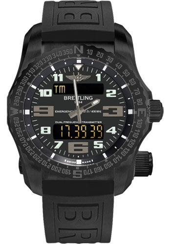 Breitling V7632522/BC46/156S/V20DSA.4 Emergency Night Mission 51mm Black Titanium Case - Volcano Black Dial - Black Diver Pro III Strap Main image