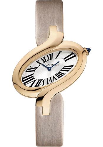 Cartier W8100009 Delices de Cartier Small Pink Gold Case - Silvered Dial - Fabric Strap Main image