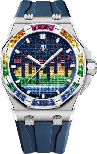 Audemars Piguet Royal Oak Offshore 15601BC.YY.D343CA.01 43mm Selfwinding-Music Edition White Gold Blue Dial Rubber Strap