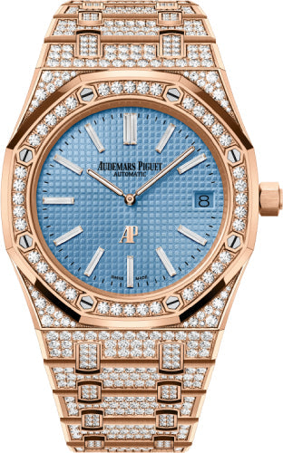 Audemars Piguet Royal Oak 15202OR.ZZ.1241OR.01 39mm Extra-Thin Rose Gold Light Blue Diamond Main image