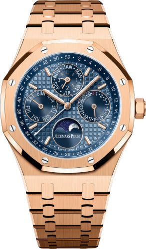 Audemars Piguet Royal Oak 26574OR.OO.1220OR.03 41mm Perpetual Calendar Rose Gold Blue Dial