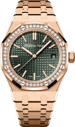Audemars Piguet Royal Oak 15551OR.ZZ.1356OR.03 37mm Selfwinding "50th Anniversary" Rose Gold Khaki Green Dial Diamond Bezel Main image