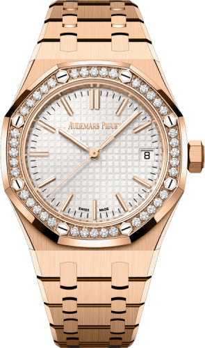 Audemars Piguet Royal Oak 15551OR.ZZ.1356OR.01 37mm Selfwinding "50th Anniversary" Rose Gold Diamond Bezel Silver Dial