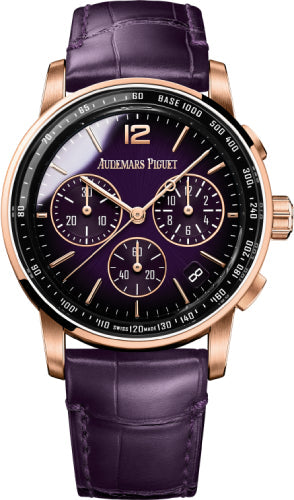 Audemars Piguet Code 11.59 26393OR.OO.A616CR.01 Selfwinding 41mm Chronograph Rose Gold/Sapphire Purple Dial Leather Strap Main image