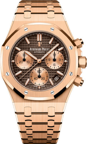 Audemars Piguet Royal Oak 26239OR.OO.1220OR.02 41mm Selfwinding Chronograph Rose Gold Brown Dial Bracelet
