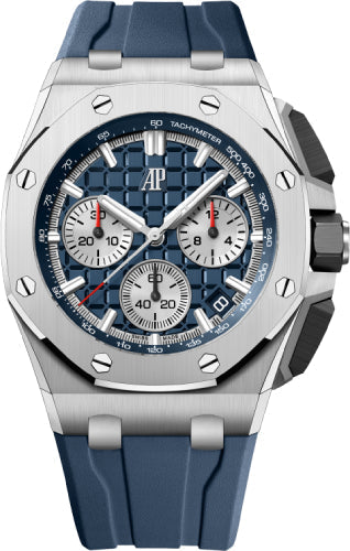 Audemars Piguet Royal Oak Offshore 26420TI.OO.A027CA.01 43mm Selfwinding Chronograph Titanium Blue Dial Rubber Strap