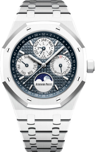 Audemars Piguet Royal Oak 26579CB.OO.1225CB.01 41mm Perpetual Calendar White Ceramic Blue Dial