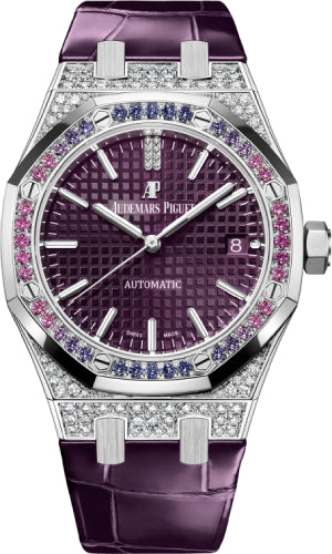 Audemars Piguet Royal Oak 15452BC.ZY.D600CR.01 White Gold 37mm Purple Dial Diamond Bezel