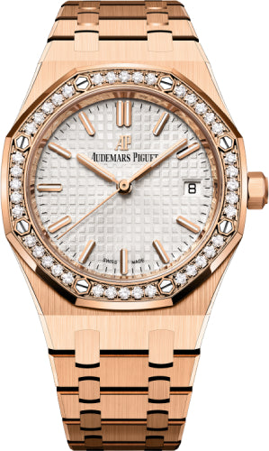 Audemars Piguet Royal Oak 77351OR.ZZ.1261OR.01 34mm Selfwinding Rose Gold Diamond Bezel Silver Dial Main image