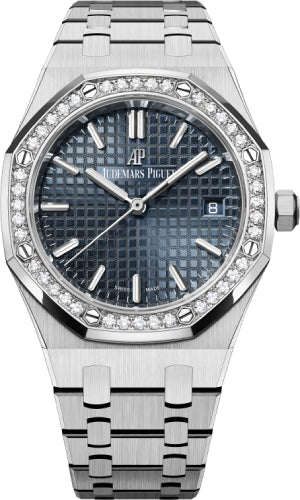 Audemars Piguet Royal Oak 77351ST.ZZ.1261ST.01 34mm Stainless Steel Blue Dial Diamond Bezel