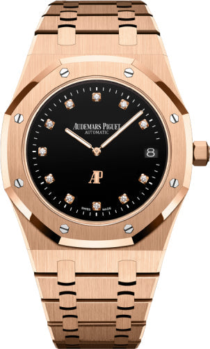Audemars Piguet Royal Oak 15207OR.OO.1240OR.01 39mm "Jumbo" Extra-Thin Rose Gold Black Diamond Dial